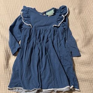 Blue Polka Dot Kids Casual Dress